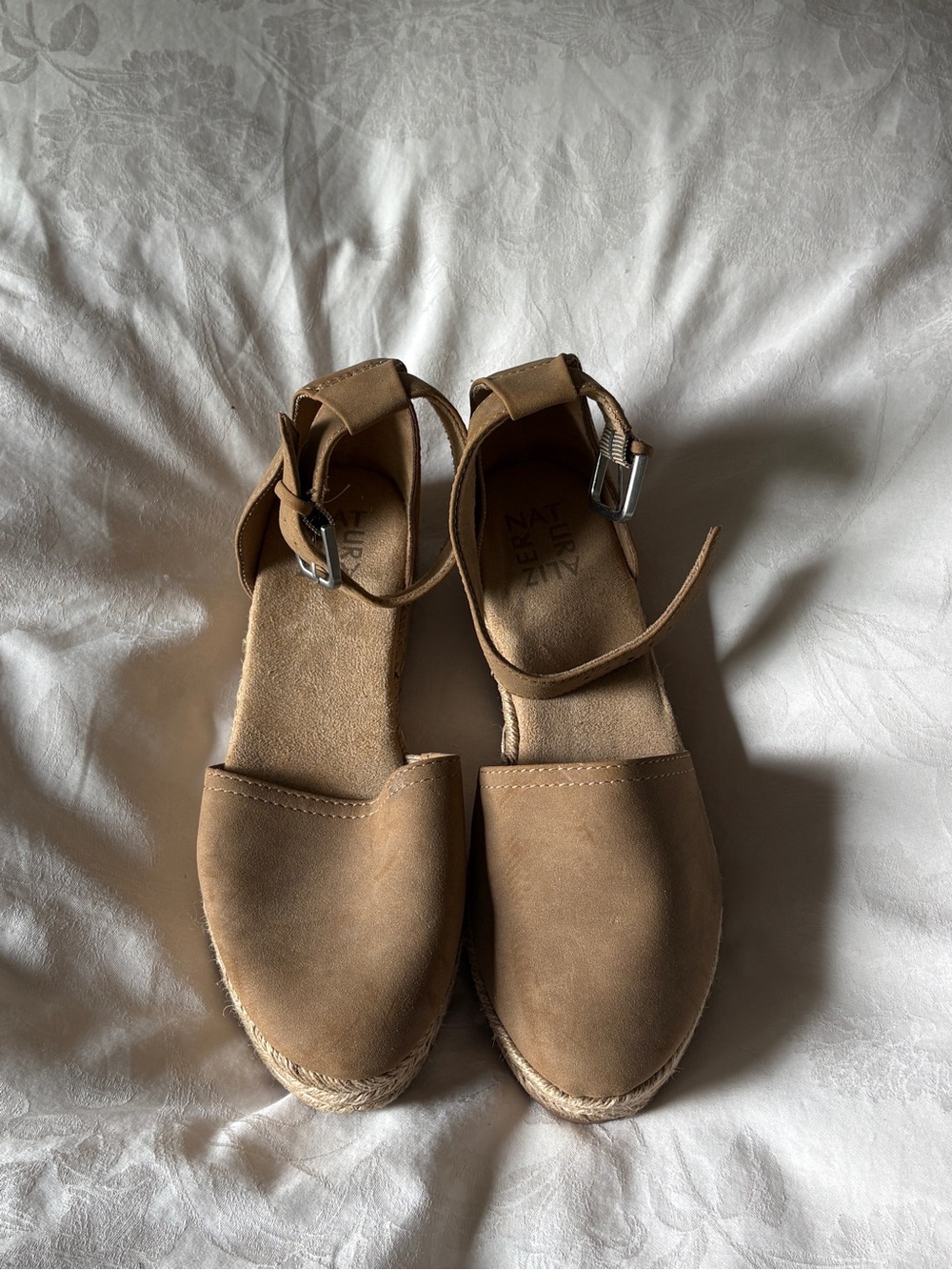 Naturalizer Tan Espadrille Ankle-Strap Wedge Sandals
